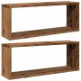 Estantes cubo de pared 2 uds madera envejecida 60x15x23 cm
