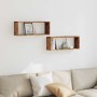 Estantes cubo de pared 2 uds madera envejecida 60x15x23 cm