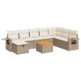 Set de sofás de jardín con cojines 9 pzas ratán sintético beige