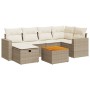 Set sofás de jardín 7 piezas y cojines ratán sintético beige