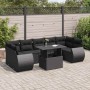 Set de sofás de jardín y cojines 8 piezas ratán sintético negro