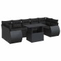 Set de sofás de jardín y cojines 8 piezas ratán sintético negro