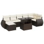 Set sofás de jardín 8 piezas y cojines ratán sintético marrón