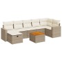 Set de sofás de jardín y cojines 8 piezas ratán sintético beige