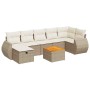 Set de sofás de jardín y cojines 8 piezas ratán sintético beige