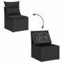 Set de sofás de jardín 7 pzas con cojines ratán sintético negro