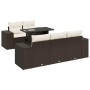 Set sofás de jardín 6 piezas y cojines ratán sintético marrón