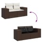 Set sofás de jardín 6 piezas y cojines ratán sintético marrón