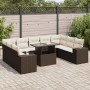 Set de sofás de jardín 10 pzas y cojines ratán sintético marrón