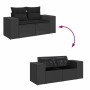 Set de sofás de jardín 11 pzas y cojines ratán sintético negro