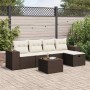 Set sofás de jardín 6 piezas y cojines ratán sintético marrón