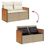 Set sofás jardín y cojines 5 pzas ratán sintético acacia beige