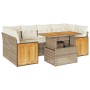 Set sofás jardín y cojines 7 pzas ratán sintético acacia beige