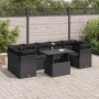 Set de sofás de jardín y cojines 8 piezas ratán sintético negro
