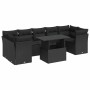 Set de sofás de jardín y cojines 8 piezas ratán sintético negro