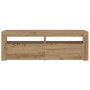 Mesitas de noche luces LEDs 2 uds roble artesanal 60x35x40 cm