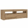Mesitas de noche luces LEDs 2 uds roble artesanal 60x35x40 cm
