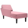 Tumbona con almohada y reposabrazo derecho terciopelo rosa