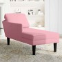 Tumbona con almohada y reposabrazo derecho terciopelo rosa
