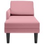 Tumbona con almohada y reposabrazo derecho terciopelo rosa