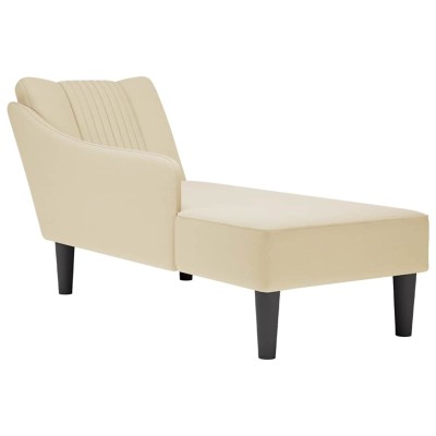 Chaise longue con reposabrazos derecho tela crema