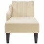Chaise longue con reposabrazos derecho tela crema