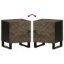 Mesita de noche de madera maciza de mango negra 40x33x46 cm