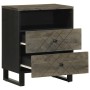 Mesilla de noche negra 50x33x62 cm madera maciza mango
