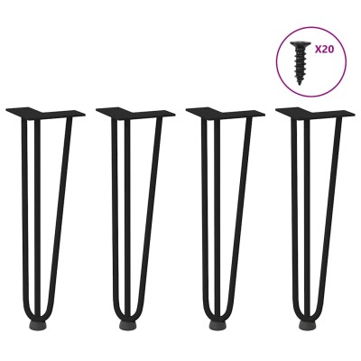 Patas de mesa tipo horquilla 4 uds acero macizo negro 42 cm