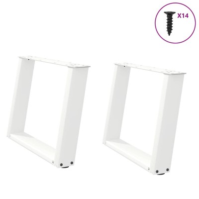 Patas de mesa de centro forma U 2uds acero blanco 70x(42-43) cm