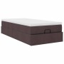 Estructura cama otomana colchón tela marrón oscuro 90x200cm
