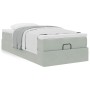 Estructura cama otomana colchón terciopelo gris claro 90x200cm