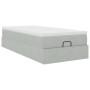 Estructura cama otomana colchón terciopelo gris claro 90x200cm