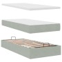 Estructura cama otomana colchón terciopelo gris claro 90x200cm
