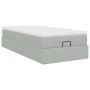 Estructura cama otomana colchón terciopelo gris claro 90x200cm