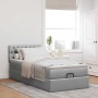 Cama otomana con colchón gris claro 100x200 cm tela