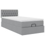 Cama otomana con colchón gris claro 100x200 cm tela