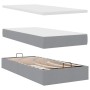 Cama otomana con colchón gris claro 100x200 cm tela