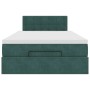 Estructura cama otomana colchón terciopelo verde oscuro