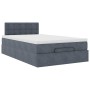 Estructura de cama otomana colchón terciopelo gris oscuro