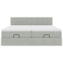 Estructura de cama otomana colchones terciopelo gris claro