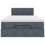 Estructura cama otomana colchón terciopelo gris oscuro