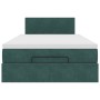 Estructura cama otomana colchón terciopelo verde oscuro