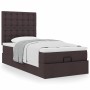 Estructura de cama otomana colchón tela marrón oscuro 100x200cm