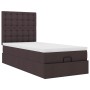 Estructura de cama otomana colchón tela marrón oscuro 100x200cm