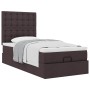 Estructura de cama otomana colchón tela marrón oscuro 100x200cm