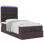 Estructura cama otomana colchón tela marrón oscuro 90x200cm
