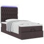 Estructura de cama otomana colchón tela marrón oscuro 100x200cm
