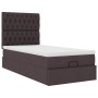 Estructura de cama otomana colchón tela marrón oscuro 100x200cm