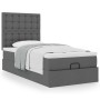 Estructura cama otomana colchón tela gris oscuro 90x200cm